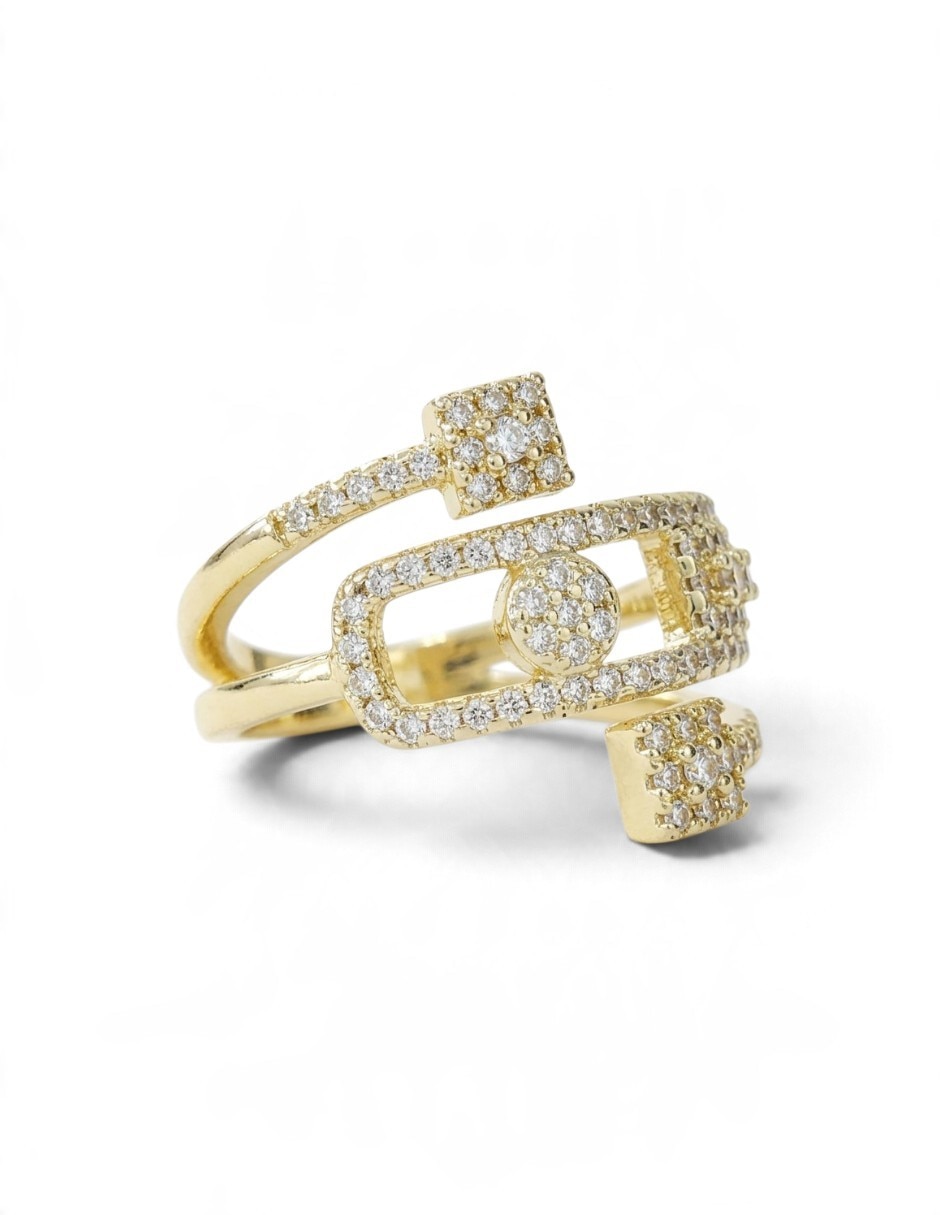 Anillo 18 k de oro laminado zirconia pavé