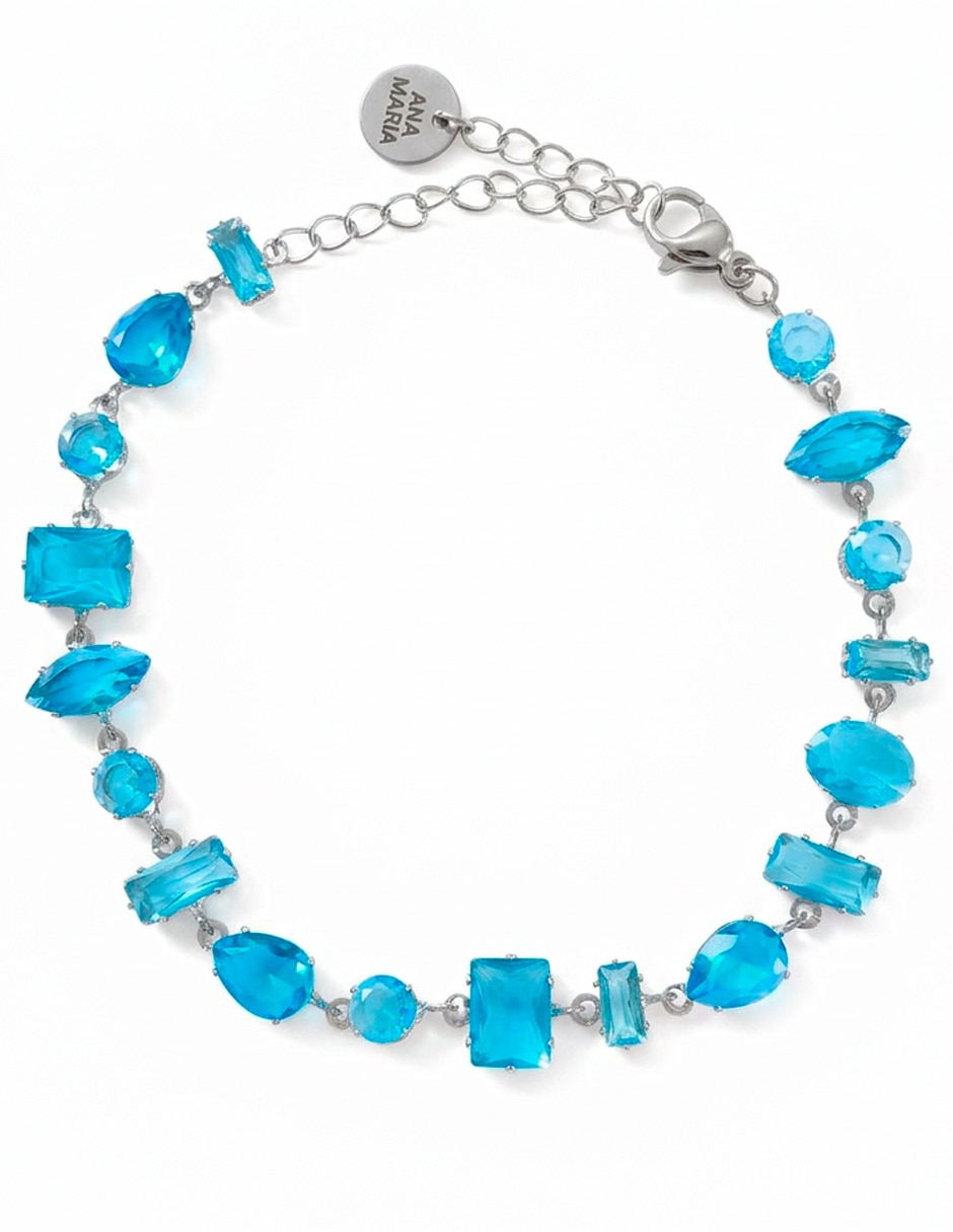 Pulsera de acero inoxidable con cristal 18 k cristales zirconias Pulsera de acero inoxidable con cristal 18 k cristales zirconias