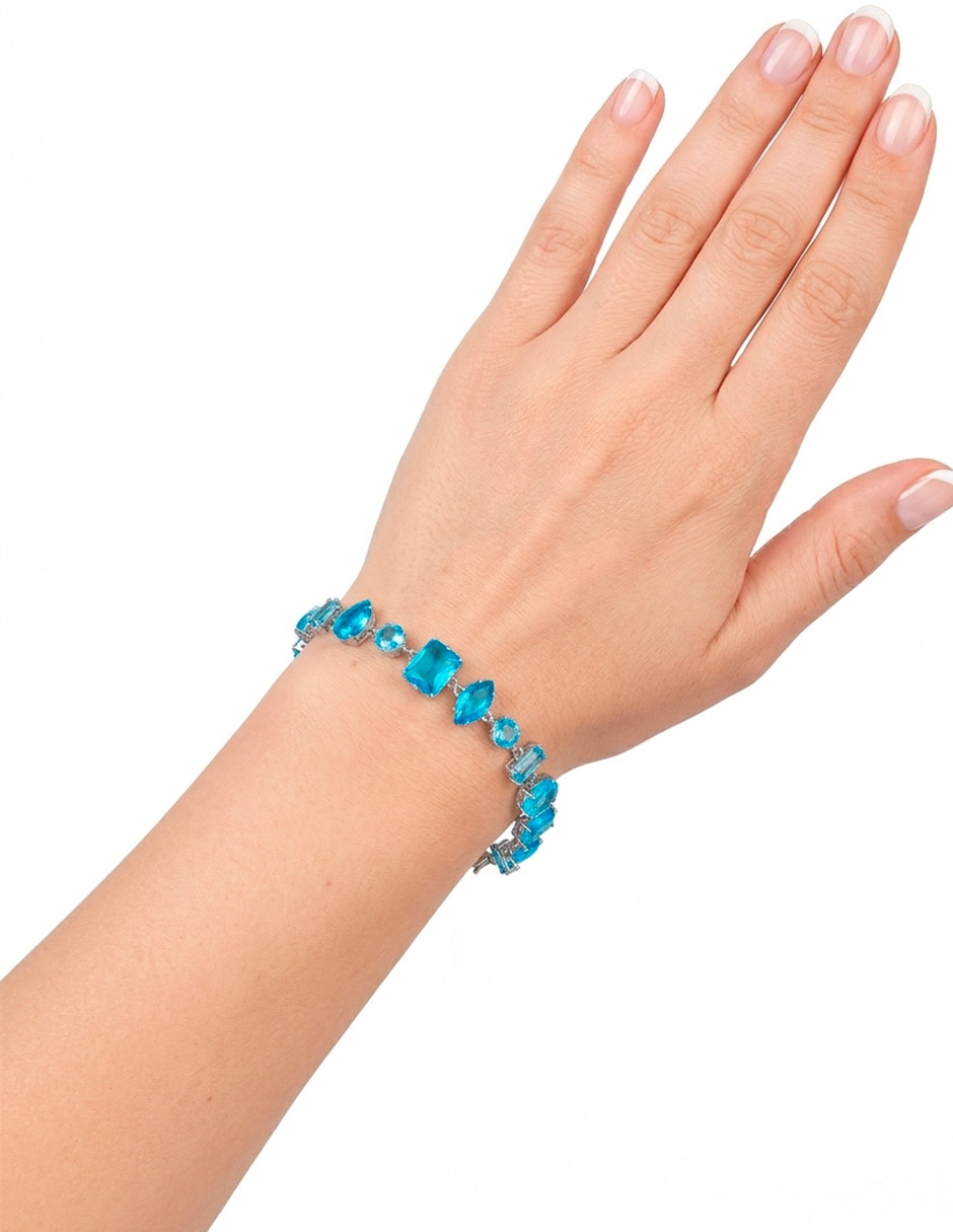 Pulsera de acero inoxidable con cristal 18 k cristales zirconias 2