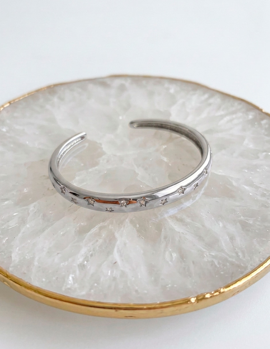 Brazalete de acero inoxidable con zirconia 18 k brazalete de estrellas 3