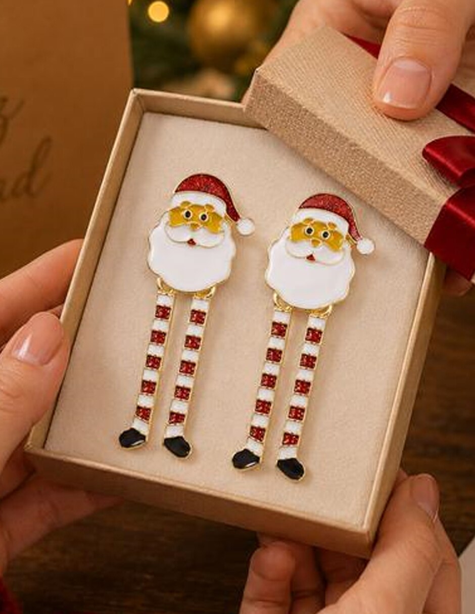 Aretes largos de navidad de metal 3