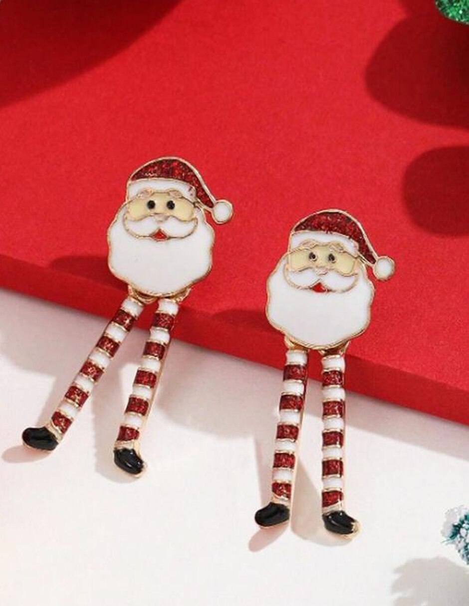 Aretes largos de navidad de metal 4