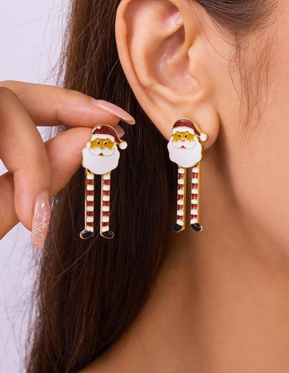 Aretes largos de navidad de metal 5