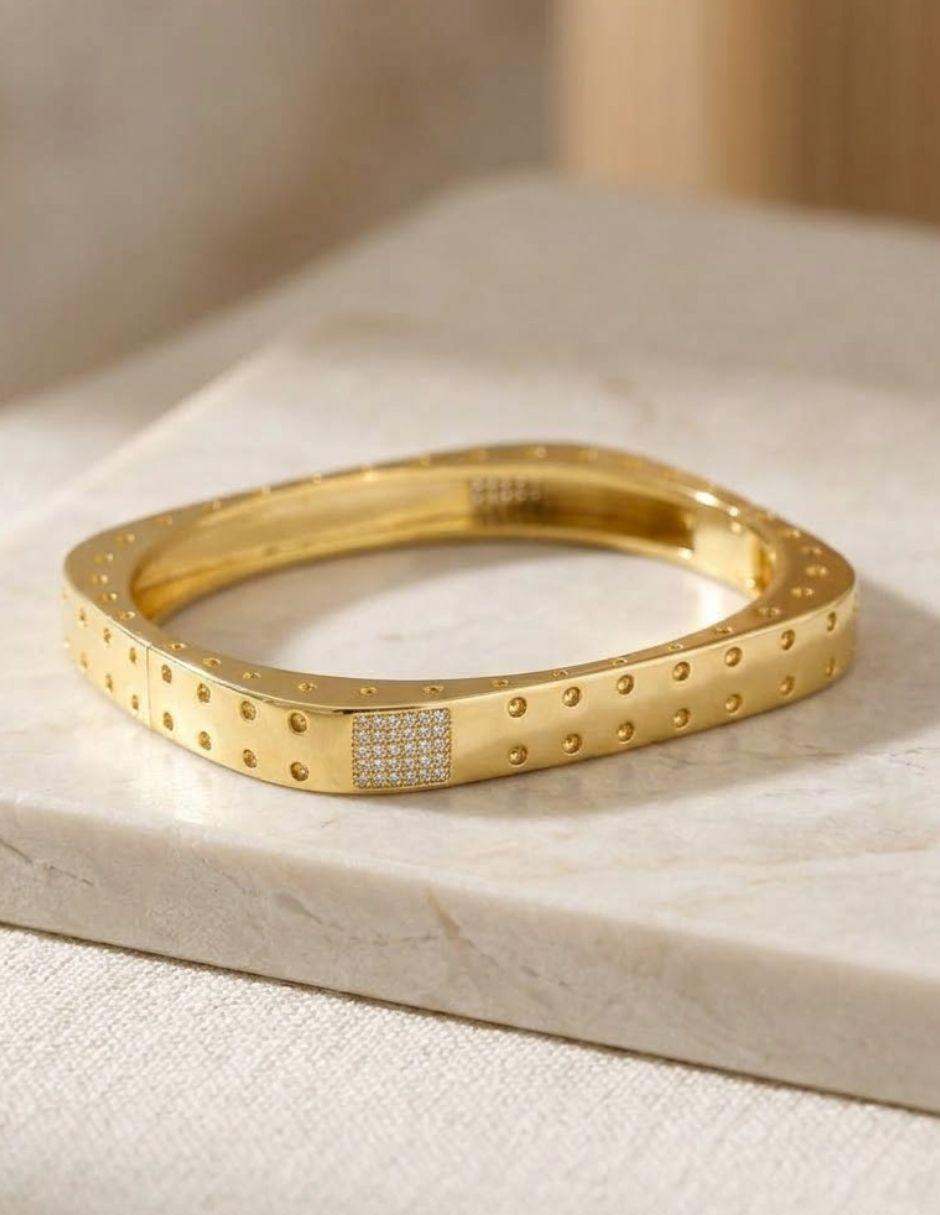 Brazalete de oro laminado con zirconia cúbica 12 k 2