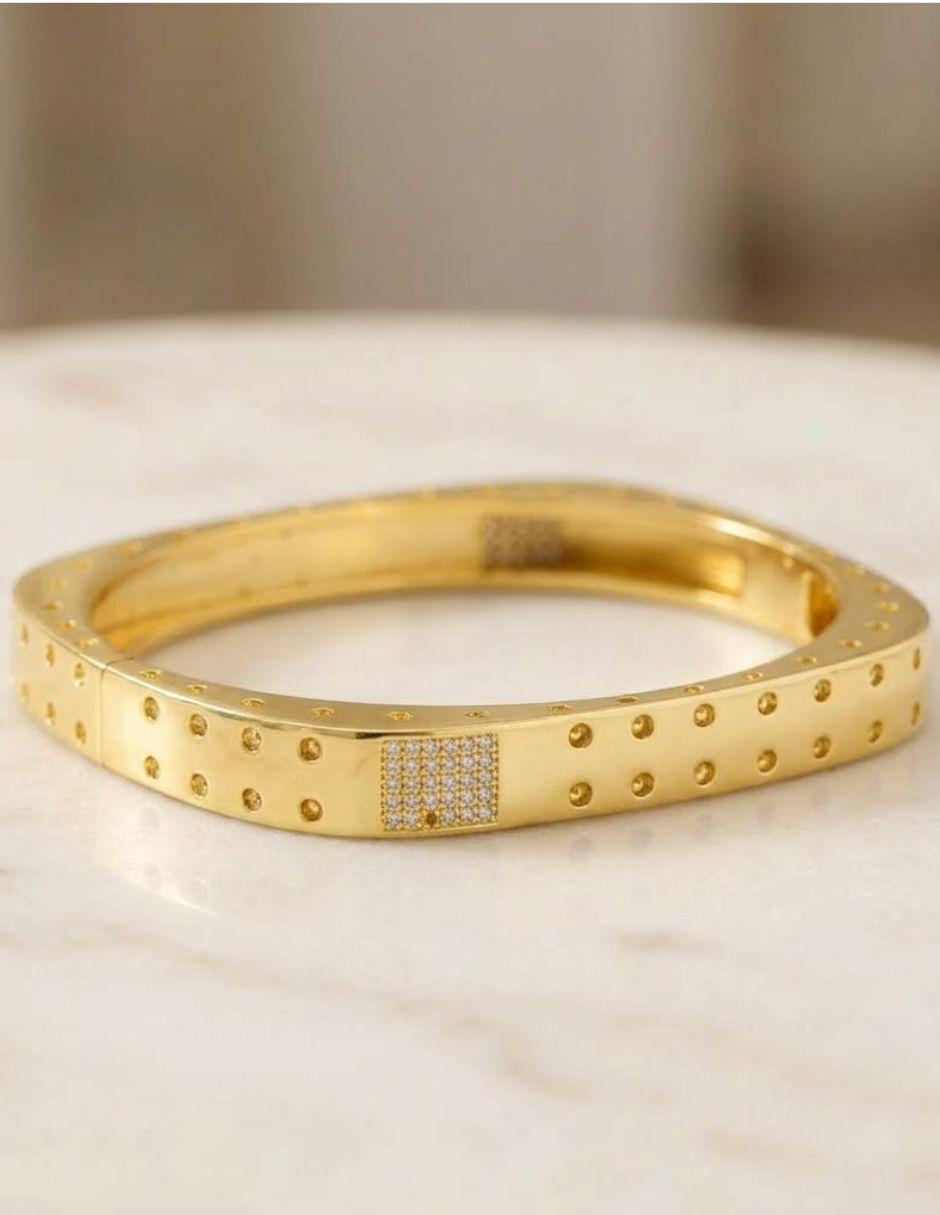 Brazalete de oro laminado con zirconia cúbica 12 k 3