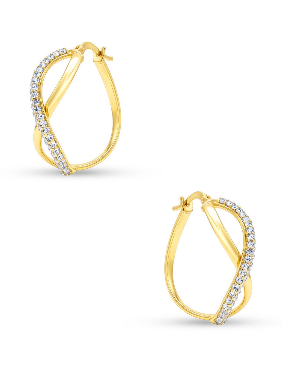 Arracadas de plata vermeil p 925 y 14 k con acabado brillante zirconia 2
