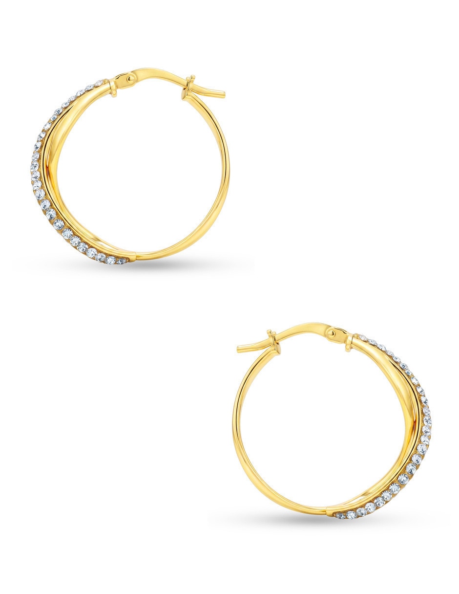 Arracadas de plata vermeil p 925 y 14 k con acabado brillante zirconia 3
