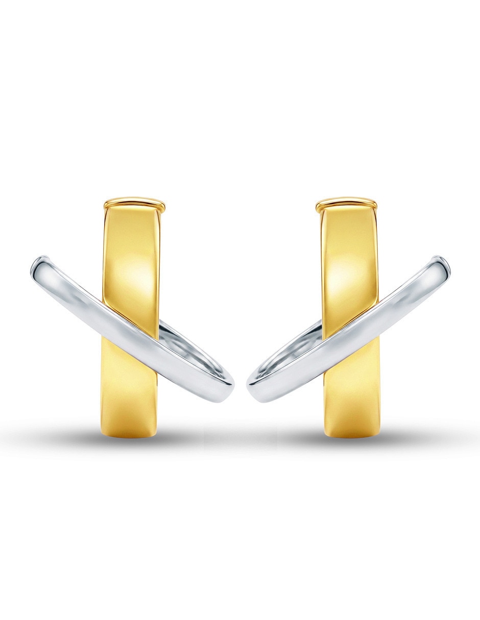 Arracadas de plata vermeil p 925 y 14 k con acabado brillante Arracadas de plata vermeil p 925 y 14 k con acabado brillante