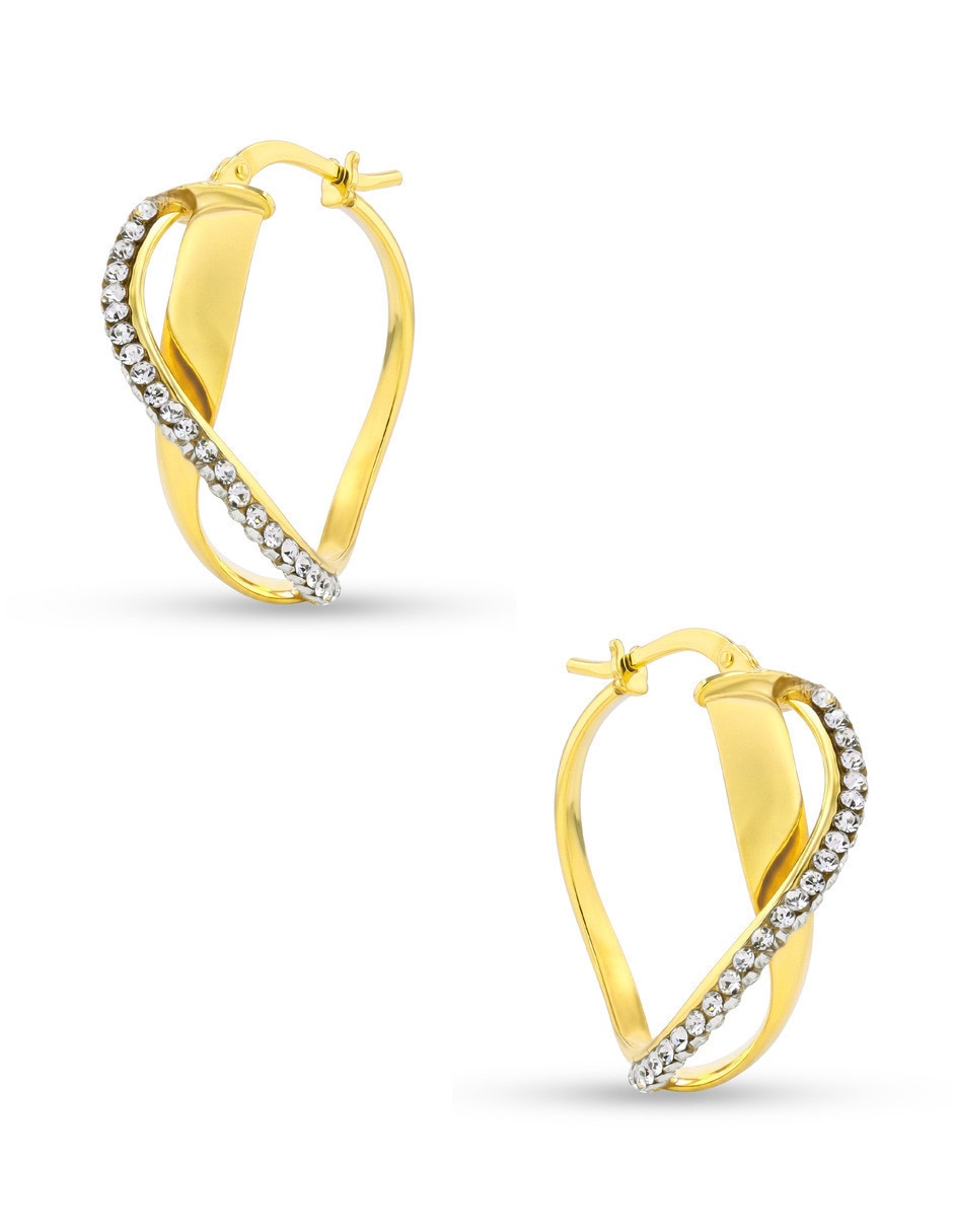 Arracadas de plata vermeil p 925 y 14 k con acabado brillante zirconia 2
