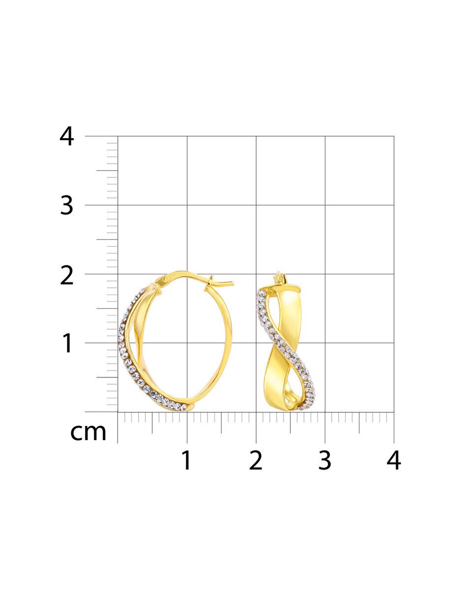 Arracadas de plata vermeil p 925 y 14 k con acabado brillante zirconia 5