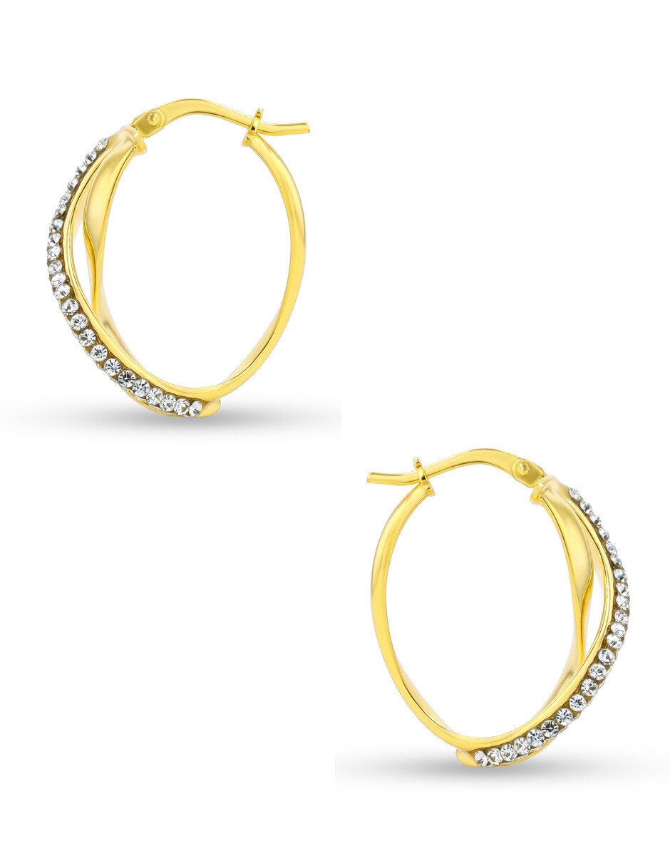 Arracadas de plata vermeil p 925 y 14 k con acabado brillante zirconia 3