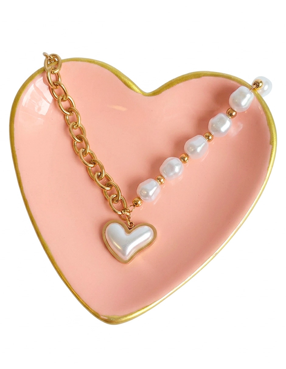 Pulsera y charms de acero inoxidable con perla 14 k pulsera corazón con perlas 3