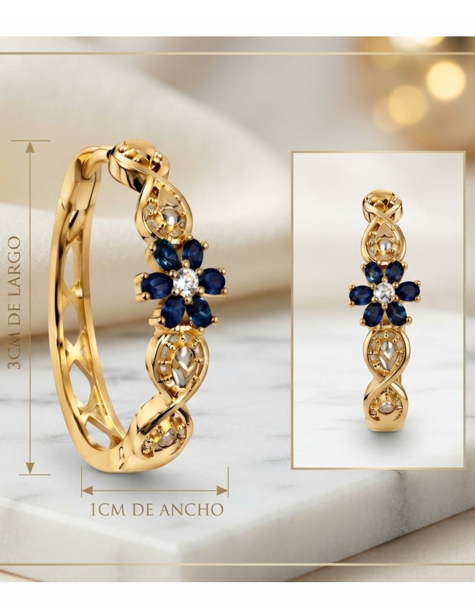 Arracadas de flor de oro laminado 14 k con acabado brillante 7