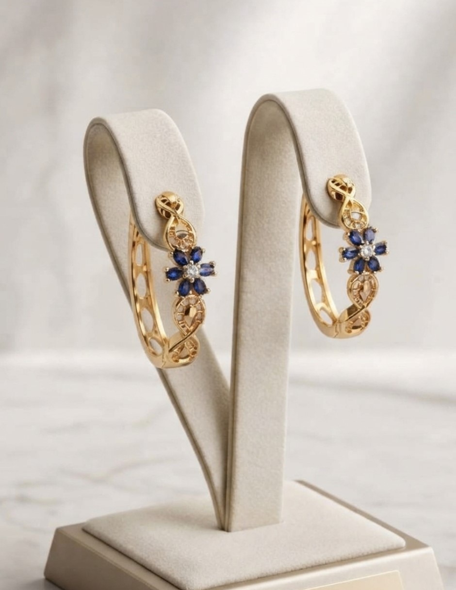 Arracadas de flor de oro laminado 14 k con acabado brillante 4