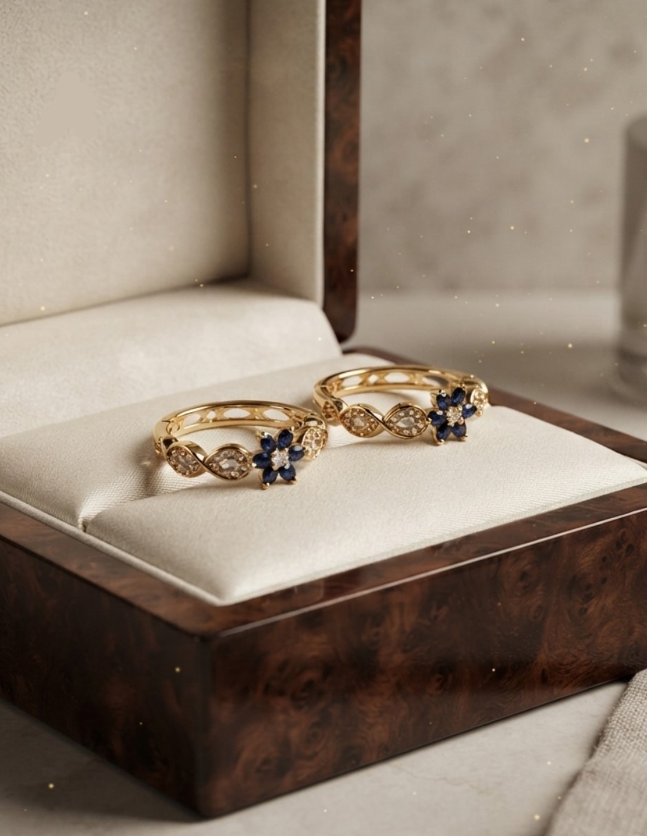 Arracadas de flor de oro laminado 14 k con acabado brillante 5
