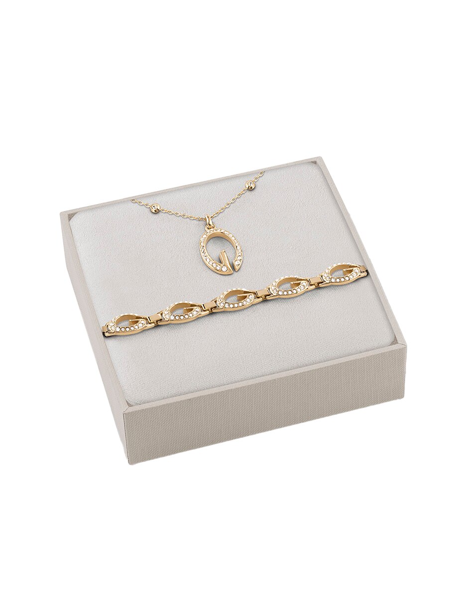 Set collar y pulsera g camden de acero inoxidable cristal 3
