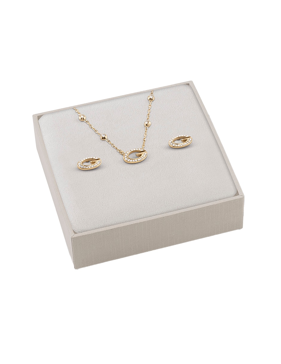 Set de collar y aretes g camden de acero inoxidable cristal 3