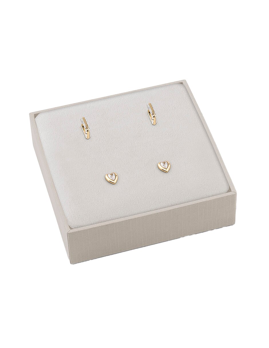 Broqueles crystal love de acero inoxidable con acabado brillante zirconia cúbica 3