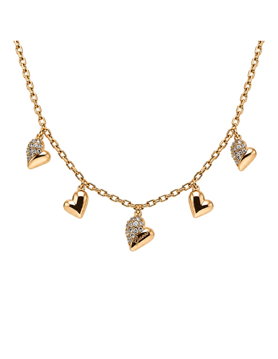 Set de collar y aretes golden love de acero inoxidable cristal 4