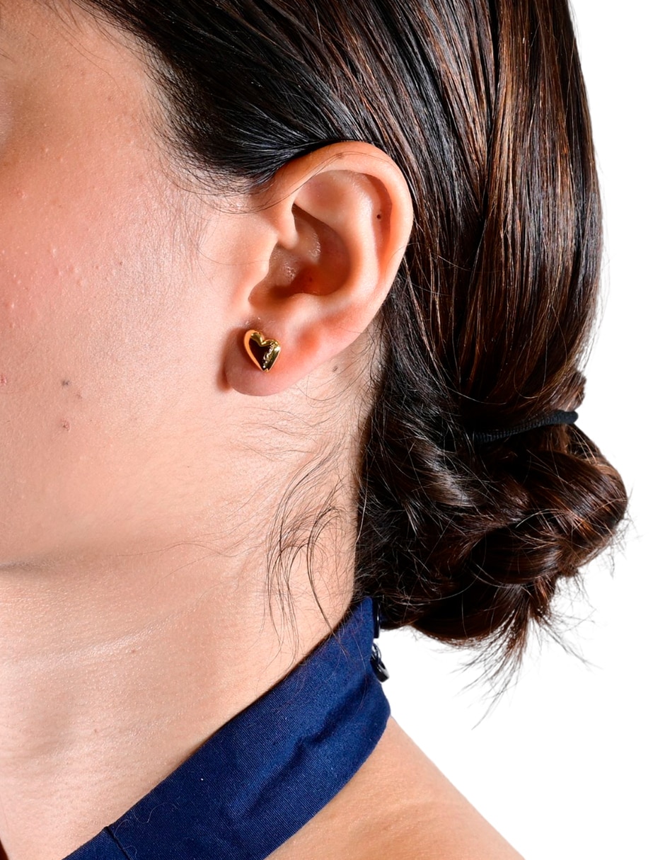 Set de collar y aretes golden love de acero inoxidable cristal 5