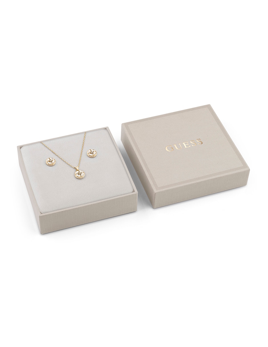 Set de collar y aretes 4g supreme de acero inoxidable cristal