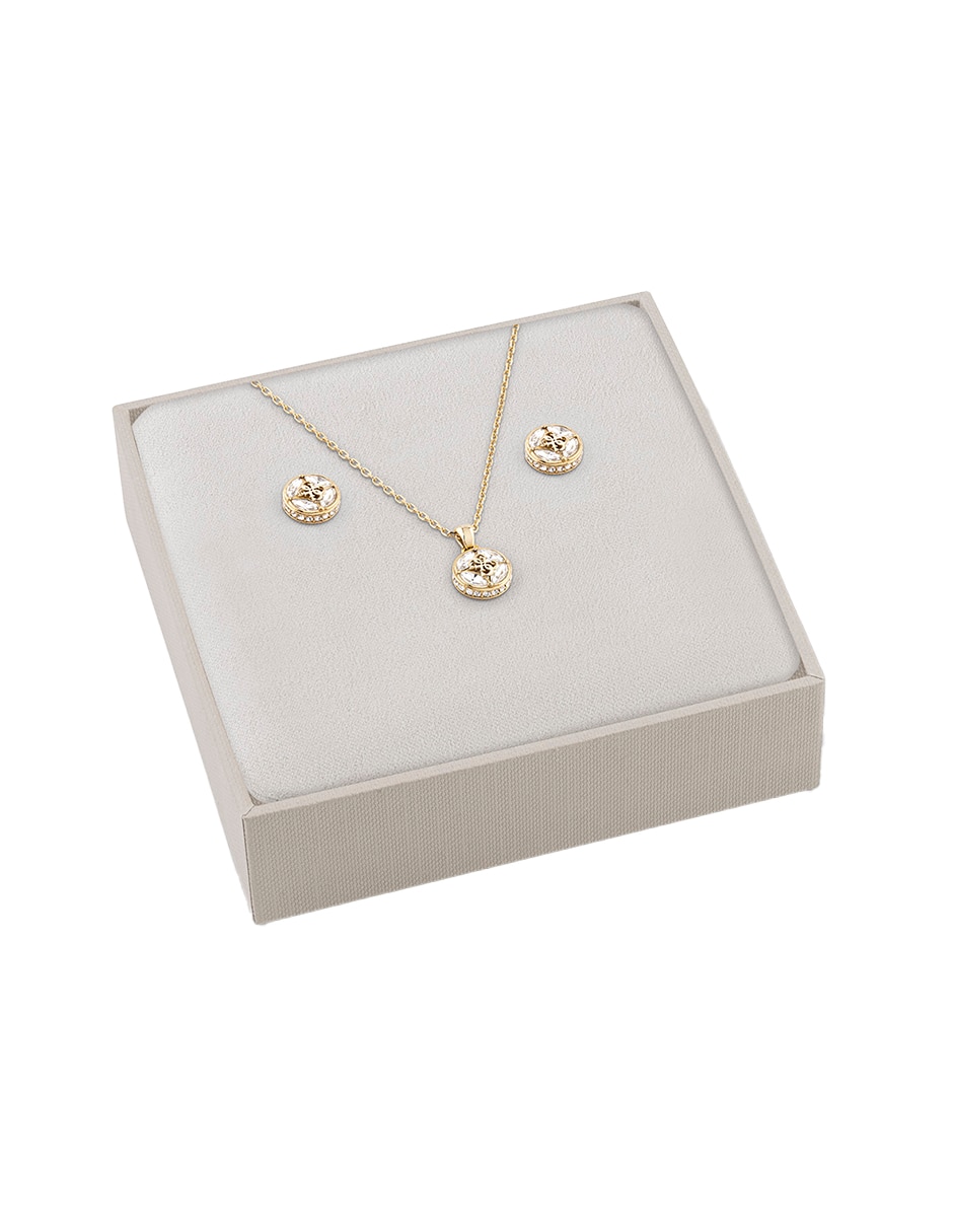 Set de collar y aretes 4g supreme de acero inoxidable cristal 3