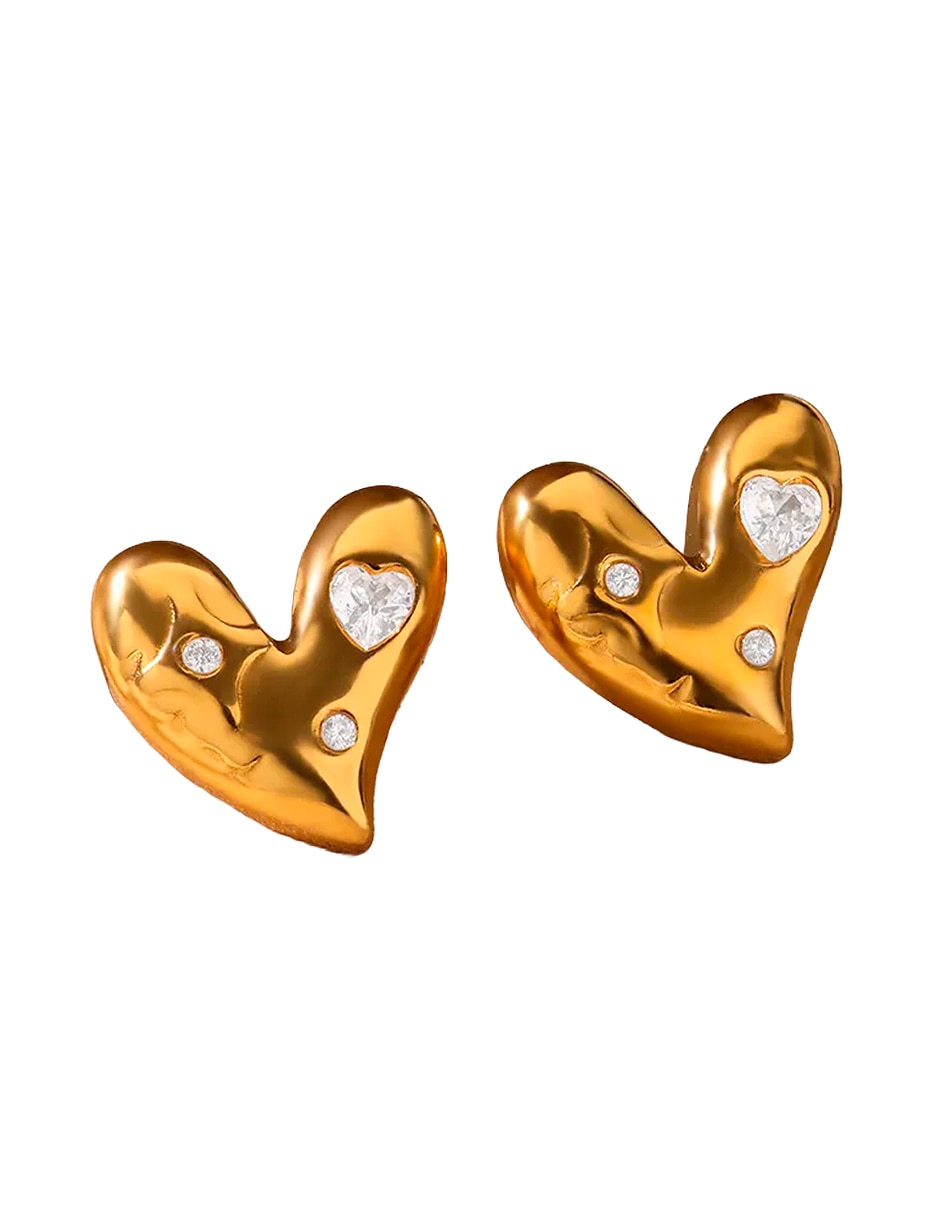 Broqueles de acero inoxidable 18 k con acabado baño de oro circonita 4