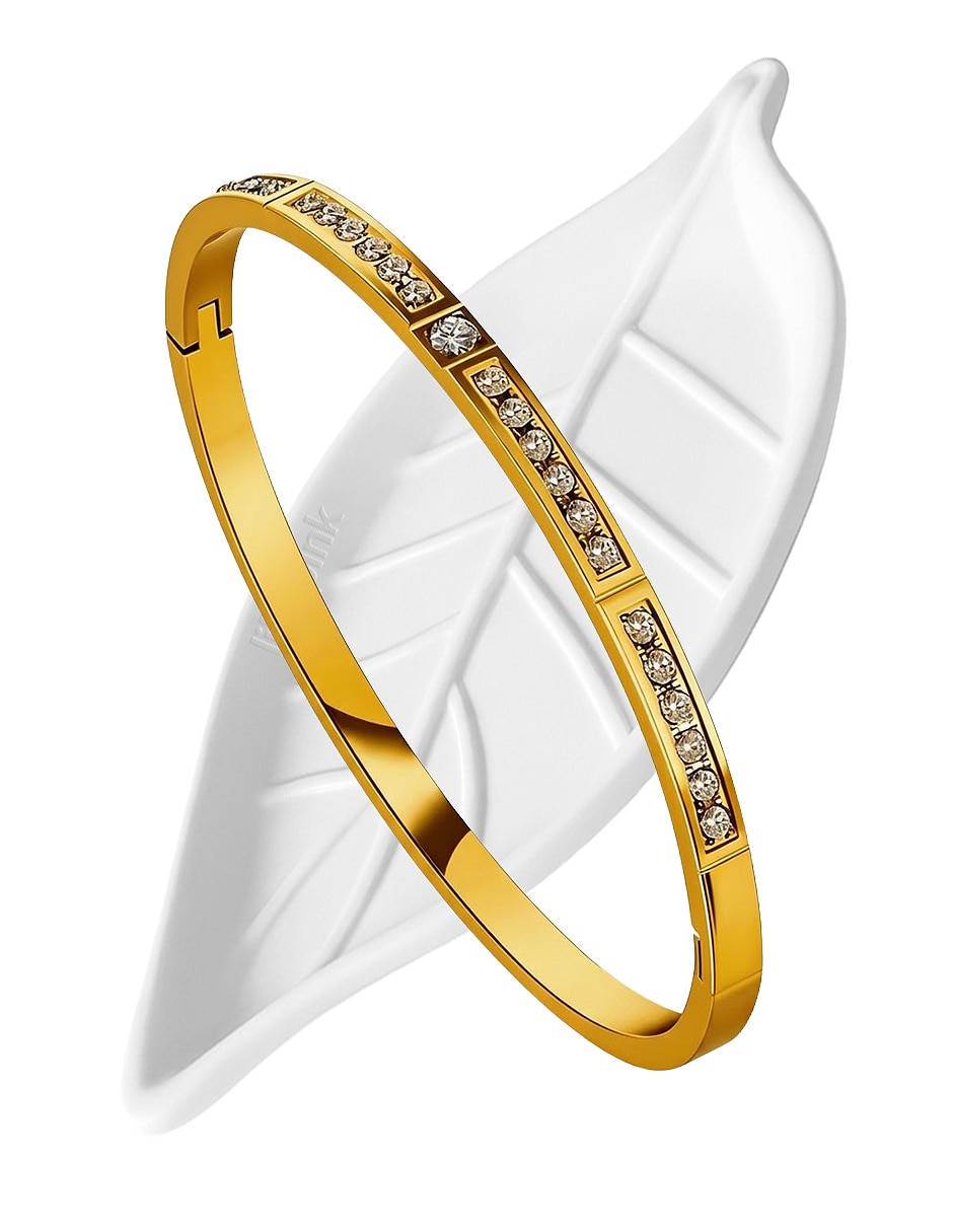 Brazalete de acero con circonita acabado Brazalete de acero con circonita acabado