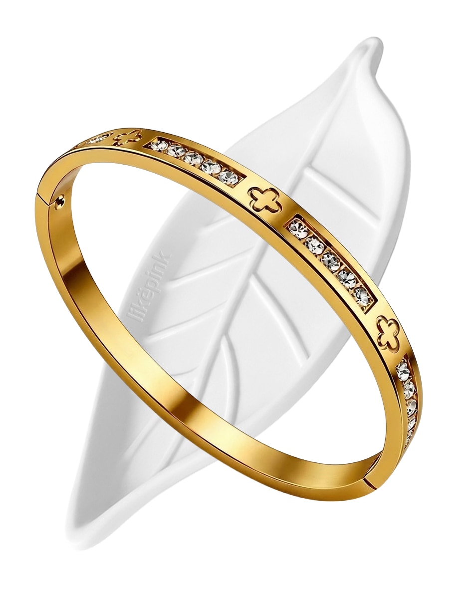 Brazalete de acero inoxidable con circonita 18 k Brazalete de acero inoxidable con circonita 18 k