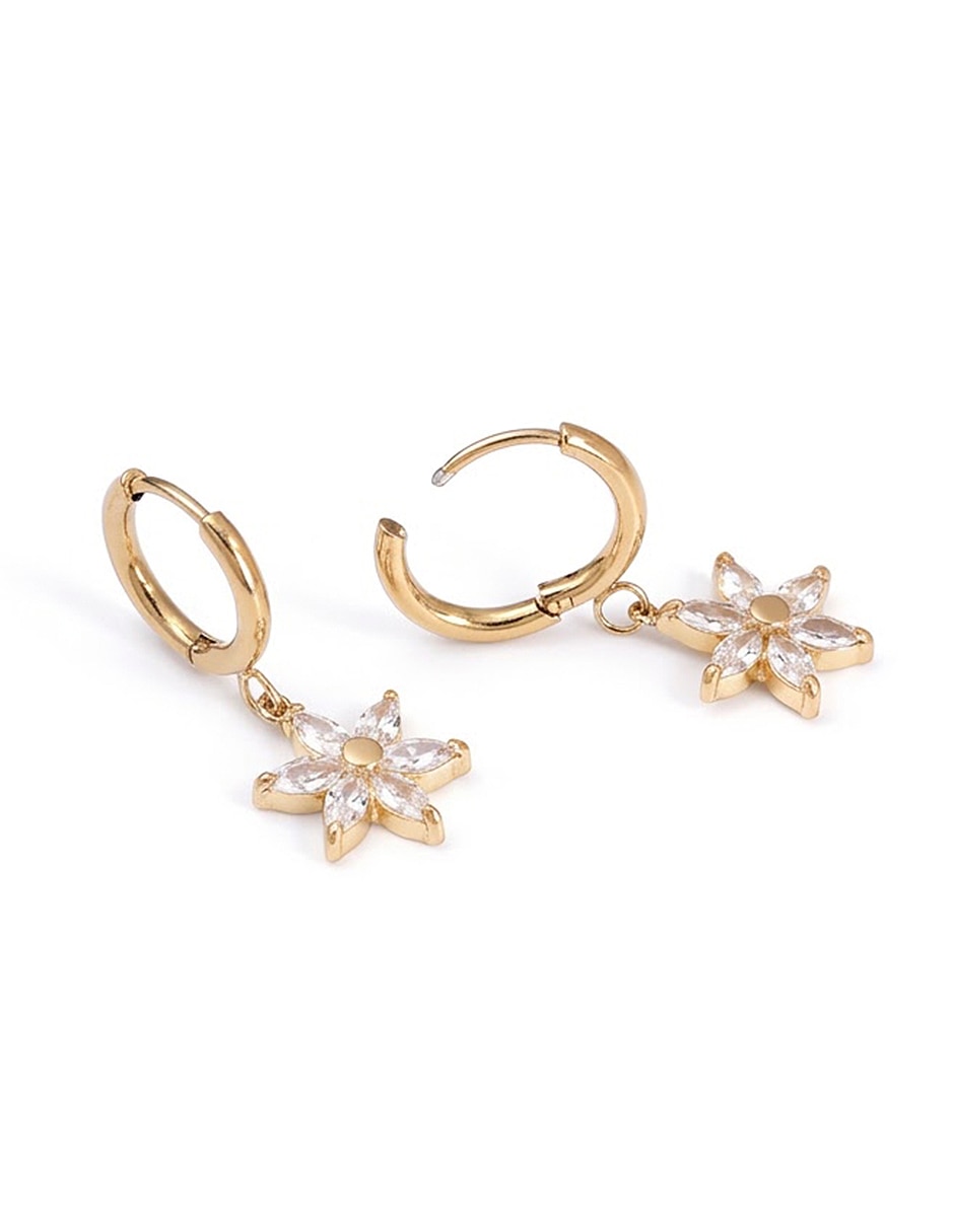 Arracadas de acero inoxidable 18 k con acabado brillante circonita 2