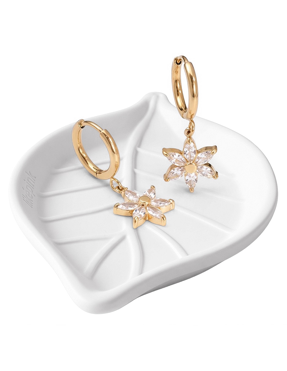 Arracadas de acero inoxidable 18 k con acabado brillante circonita 3