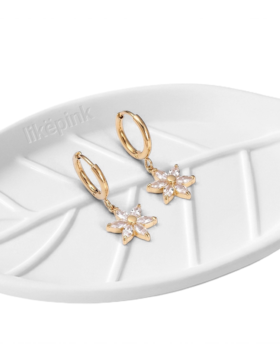 Arracadas de acero inoxidable 18 k con acabado brillante circonita 4