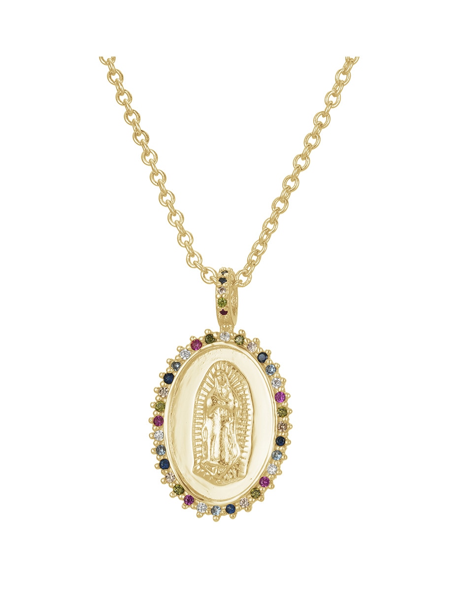 Collar con dije Virgen de Guadalupe Carmela Mía baño de oro 14 K