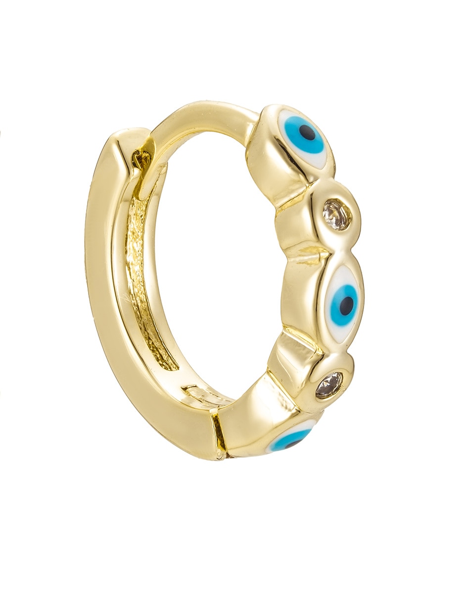 Aretes huggies de ojo turco Carmela Mía 14 K con acabado baño de oro zirconia 2